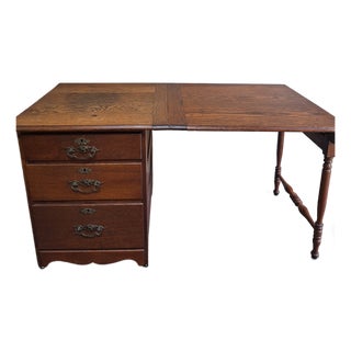 Antique Folding Oak Desk For Sale