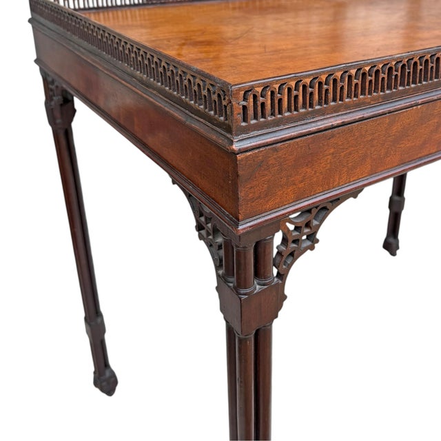 Brown Late 19th Century English Mahogany Chinese Chippendale Silver Table For Sale - Image 8 of 18