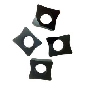Vintage 80s Napkin Rings Chunky Black Lacquer Mod Set of 4 Four