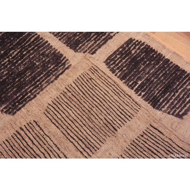 Cream Nazmiyal Collection Tribal Primitive Geometric Block Design Modern Runner Rug For Sale - Image 8 of 8