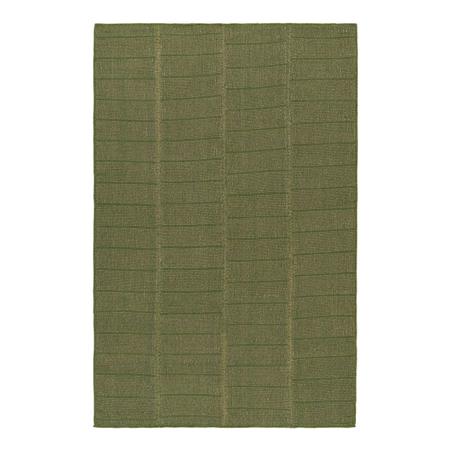Rug & Kilim’s Contemporary Kilim in Green With Beige Accents For Sale