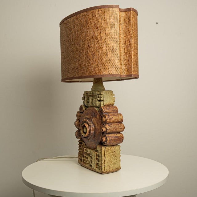 1960s Ceramic Table Lamp by B. Rooke with Lampshade by René Houben, 1960s For Sale - Image 5 of 18