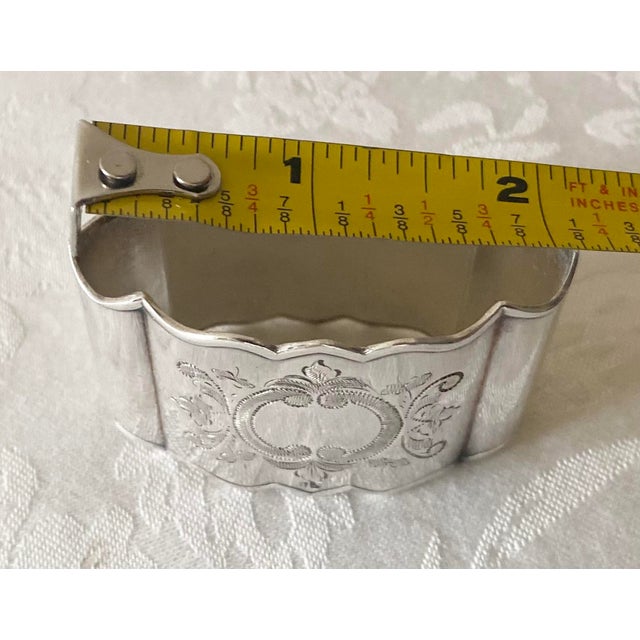Traditional Mid 20th Century Ostfriesen Silver Plate Scalloped Ornate Napkin Ring Mint Condition For Sale - Image 3 of 11