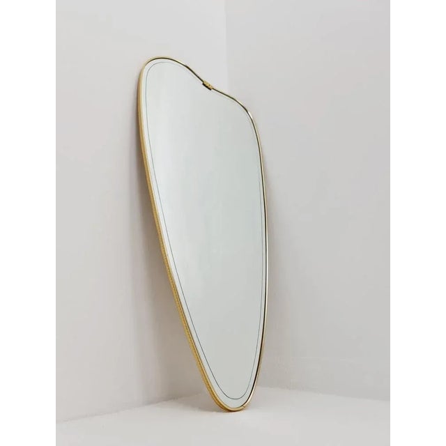 Mid-Century German Asymmetric Brass Wall Mirror, 1960s For Sale - Image 6 of 10