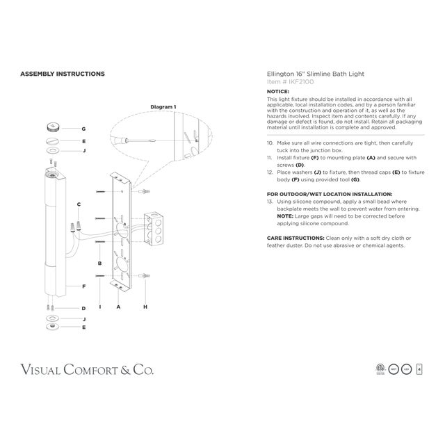 Ian K. Fowler for Visual Comfort Signature Ellington 16" Slimline Bath Light in Polished Nickel with White Glass For Sale In Houston - Image 6 of 6
