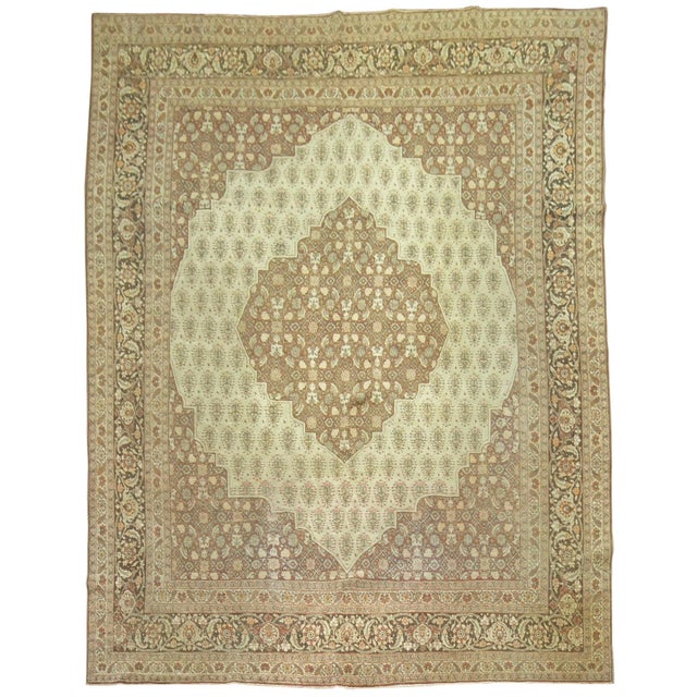 Antique Persian Tabriz Rug Herati Pattern in Brown and Cinnamon Tones - 9'1" x 12'11" For Sale - Image 15 of 18