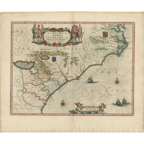 Virginia and Florida Map from Blaeu, 1642 For Sale - Image 13 of 13