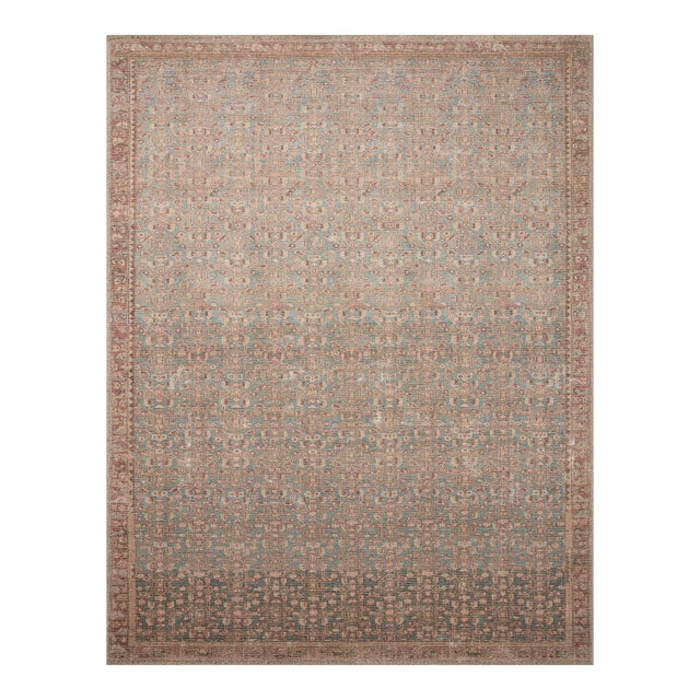 Angela Rose x Loloi Aubrey Rug Blue / Terracotta 18" x 18" Sample Rug For Sale