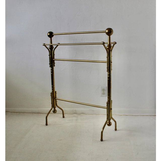 Fabulous real brass towel or blanket rack in a Victorian style. Good vintage condition with lots of shine. In good vintage...