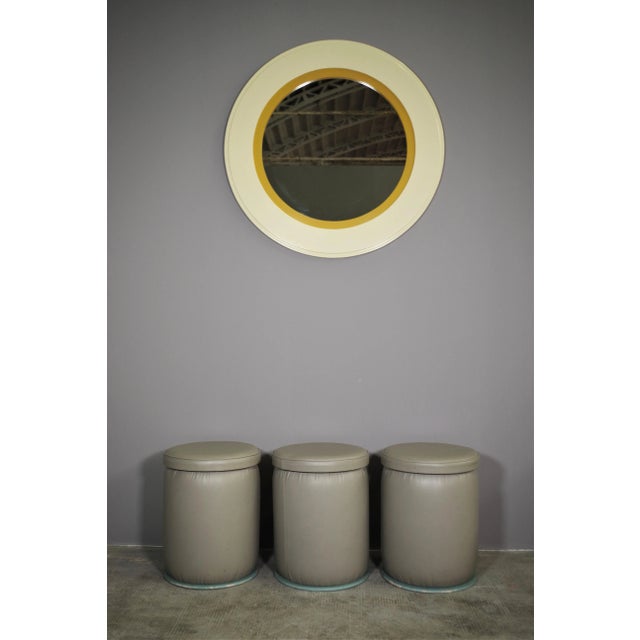 Gray Leatherette Ottomans, 1980s, Set of 3 For Sale - Image 3 of 11