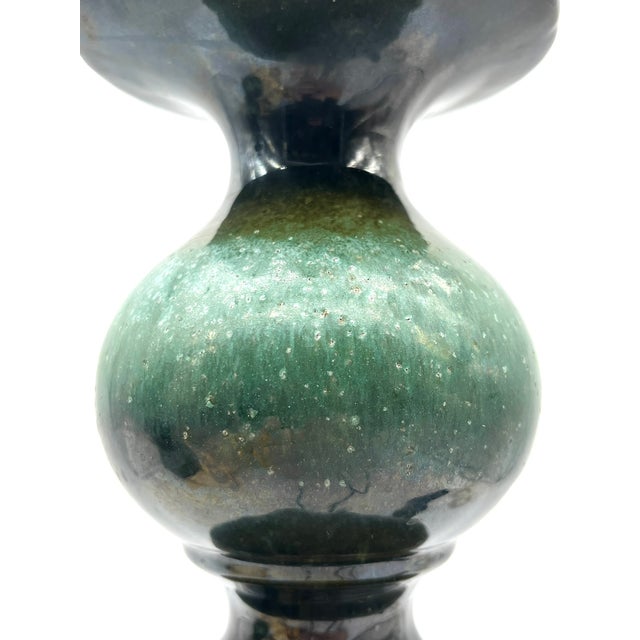 Space Age Table Lamp with Large 3-tier Ceramic Lamp Base in Emerald Green from Kaiser Leuchten For Sale - Image 4 of 13