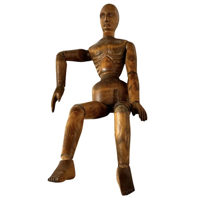 32"H x 8"W x 4"D This elegant lay figure mannequin is an articulated model from Sarreid Ltd, a testament to 20th century...