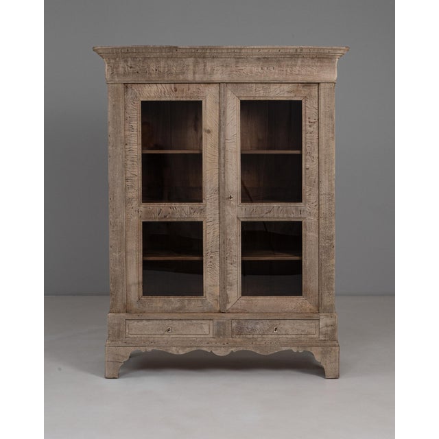 1880s French Provincial Oak Vitrine With Glass Doors For Sale - Image 16 of 18