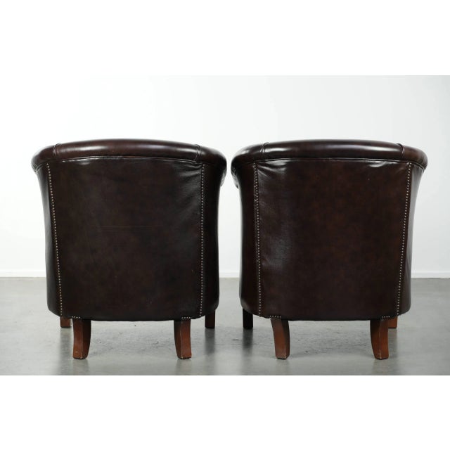 English-Style Dark Cowhide Club Armchairs, Set of 2 For Sale - Image 3 of 15
