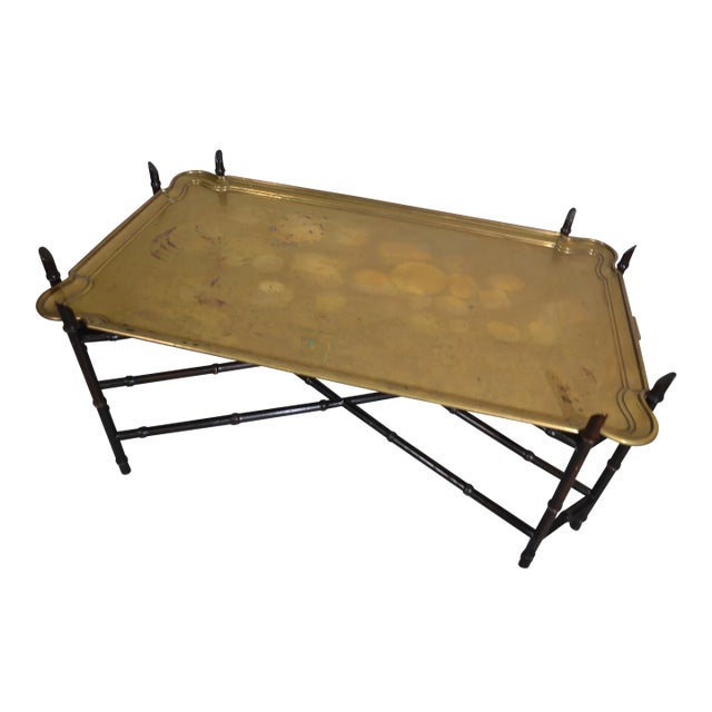 Brass Tray Top Coffee Table For Sale