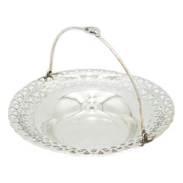 Cut-Out Silver Ring Dish with Hinged Handle For Sale
