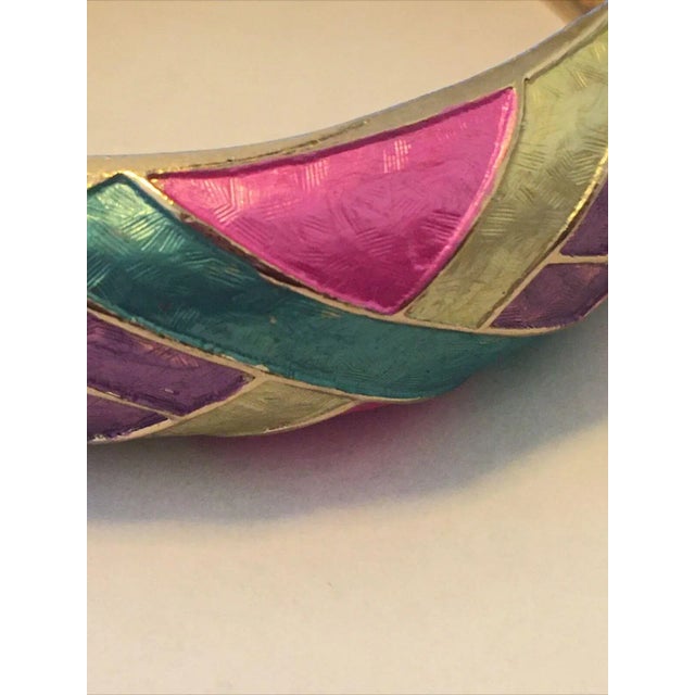 Mid-Century Modern 1970s Kramer Multi-Color Enamel Hinged Bangle Bracelet For Sale - Image 3 of 8