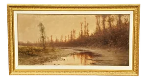 Giacinto Bo, Landscape, Late 1800s, Oil on Canvas, Framed