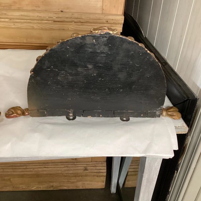 Pair of Mid 20th Century Black & Gold Carved Wood Italian Shelves For Sale - Image 11 of 12