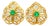 1980s Italian 18k Gold Emerald and Diamond Openwork Heart Earrings, Pair For Sale