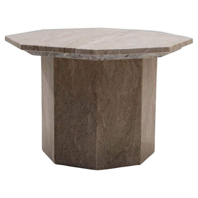 1970s Italian Postmodern Octagonal Marble Pedestal Table For Sale - Image 9 of 18