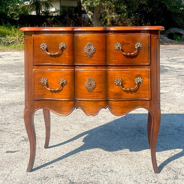 Cinnamon Vintage Regency Wave Front Chest of Drawers For Sale - Image 8 of 8