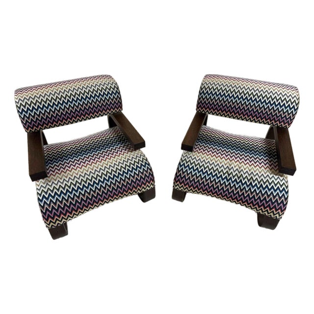 Missoni-Style Home Zigzag Lounge Chairs (Pair) -- Mint Condition For Sale