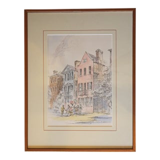 Circa 1950s "Rainbow Row" American Hand Colored Print by Julia Homer Wilson For Sale