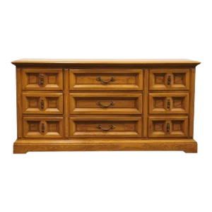 Dixie Furniture Solid Pecan Italian Neoclassical Tuscan Style 64" Triple Dresser 443