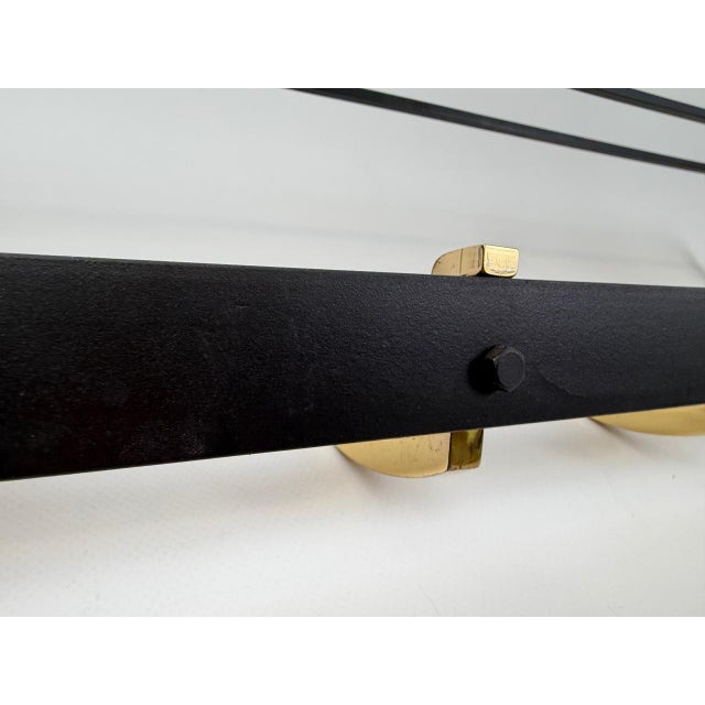 Mid-Century Modern Cast Iron and Brass Coat and Hat Rack, 1960s For Sale - Image 6 of 12
