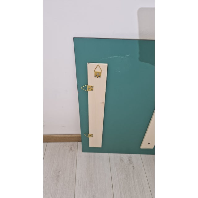 Glass Mirror with Shaped Yellow Decoration, 1990s For Sale - Image 7 of 8