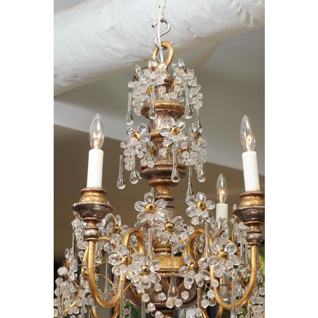 1930s Genovese Two-Tone Giltwood & Crystal Chandelier, Italy For Sale - Image 9 of 17