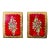1960s Pair of Italian Florentine Hand-Painted Red Floral Bookends by G. Serraglini Firenze For Sale