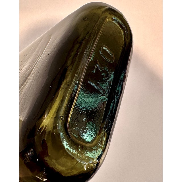 Olive Green Glass Apothecary Bottle With Original Glass Stopper Circa 1930’s For Sale - Image 12 of 12