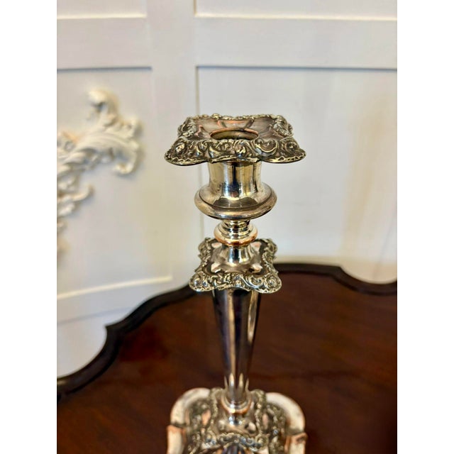 Antique Tall Silver-Plated Candlesticks, 1880, Set of 2 For Sale - Image 6 of 12