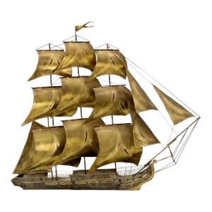 Brass or Bronze Sheet Metal Wall Art Sculpture of a Sail Boat