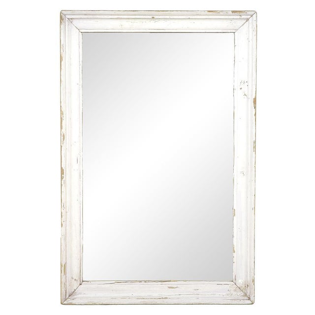 Antique Solid Wood Mirror with White Patina For Sale - Image 5 of 5