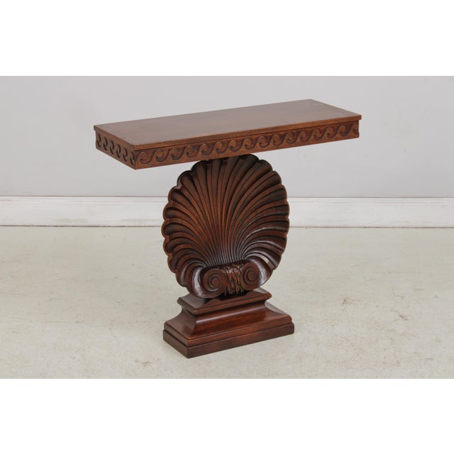 Traditional Edward Wormley for Dunbar Mahogany Shell Carved Table For Sale - Image 3 of 14