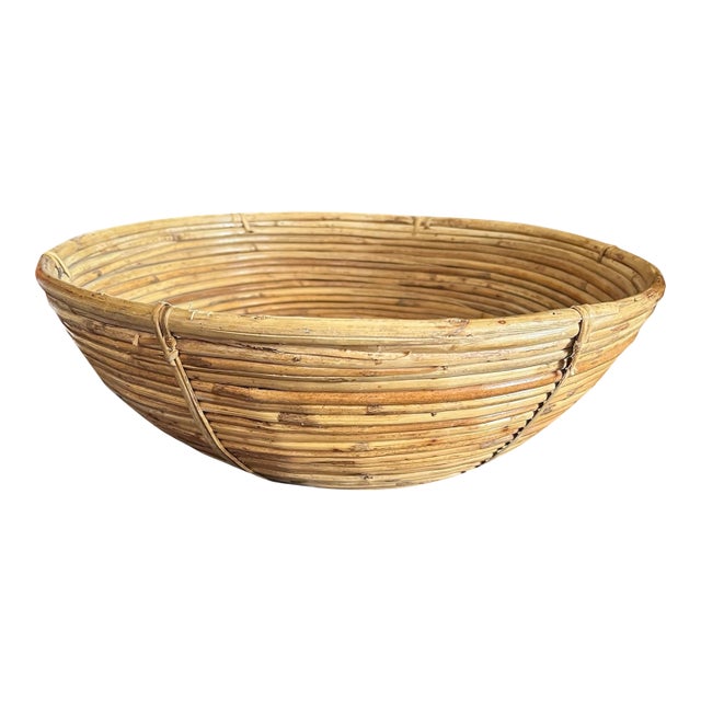 MCM Woven Natural Ratan Basket Bowl For Sale