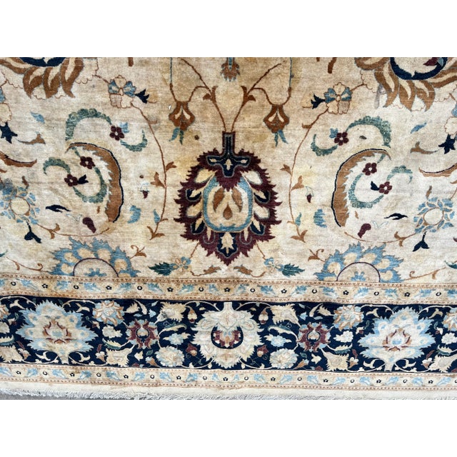 Textile 1990s Pakistani Oushak Rug With Blue Boarder For Sale - Image 7 of 11