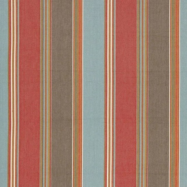 Sample - Schumacher Addison Cotton Stripe Fabric in Red Earth For Sale
