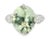 This 14K White Gold Green Amethyst and Pave Diamond Ring is a stunning combination of vibrant color and sparkling...