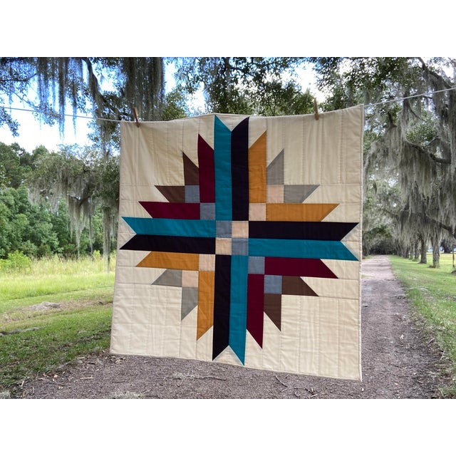 Rustic Modern Quilt or Wall Hanging Southwestern Style Colors For Sale - Image 3 of 4