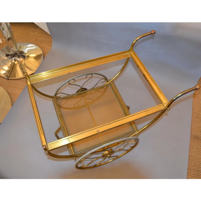 Brass Scandinavian Modern Brass, Acrylic Bar Cart by Josef Frank for Svenskt Tenn, Sweden For Sale - Image 8 of 13