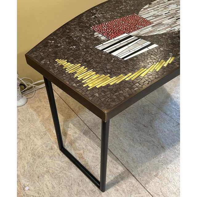 Metal Free-Form Metal and Stone Mosaic Console Table attributed to Berthold Muller, 1960s For Sale - Image 7 of 13
