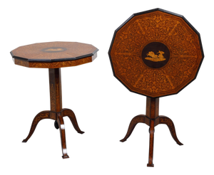 Pair of Italian Sorrento 19th Century Side Tables with Mythological Marquetry