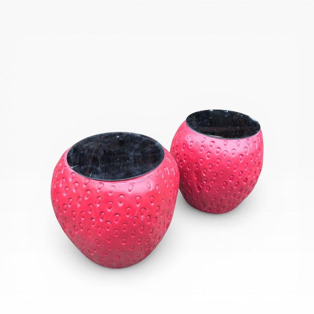 Glass Strawberry Bedside Tables, Set of 2 For Sale - Image 7 of 9