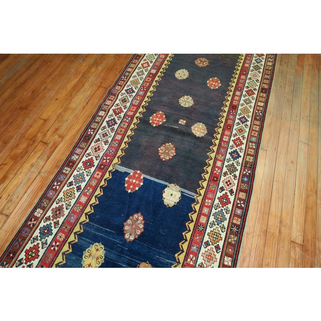 Early 20th Century Eclectic 20th Century Talish Brown Navy Persian Wool Runner For Sale - Image 5 of 6