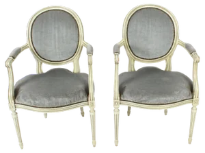 Set of Early 20th Century Louis XVI French Revival Painted Armchairs, 1920s