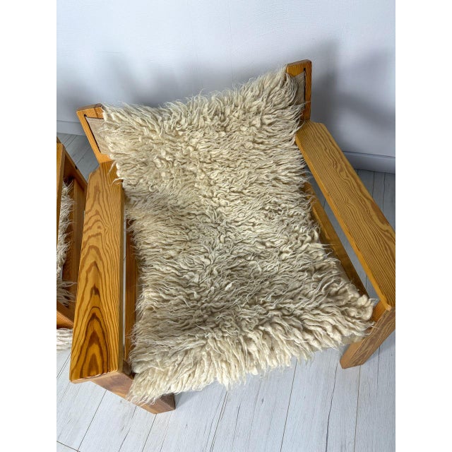 Ikea Set of Vintage Lounge Chairs in Pine and Canvas by Erik Worts for Ikea, 1970s For Sale - Image 4 of 14